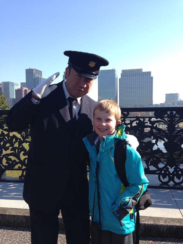 James with Guard on bridge