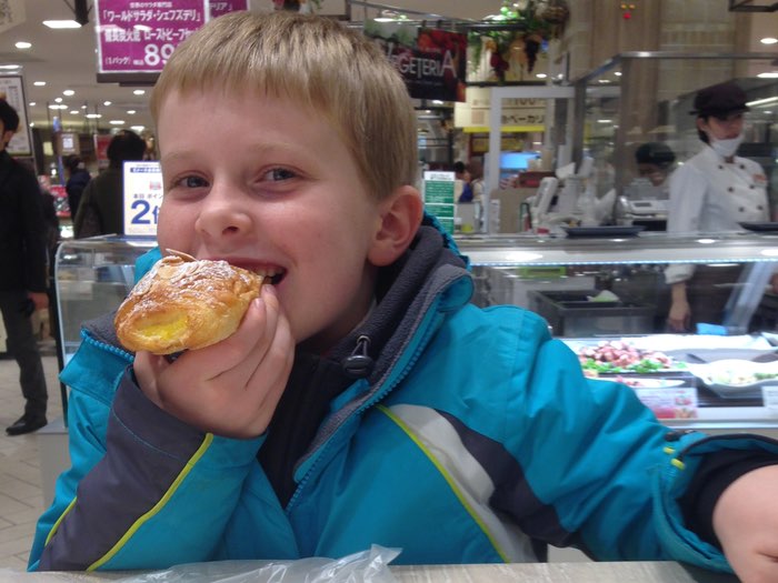 James eating danish