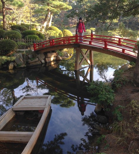Jen on red bridge