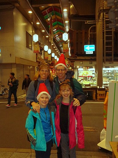 Family Santa hat photo